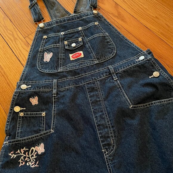Vintage REVOLT Jean Overalls. 100% Durable Cotton, Floral Embroidered Dungarees - Picture 1 of 14